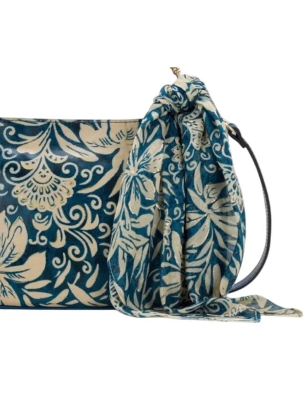 Patricia Nash Ikaria Floral Blue & Beige Viscose Scarf Lightweight Square Access